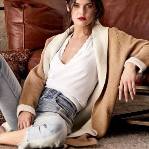 Beige Long Open Front Cardigan Sweater